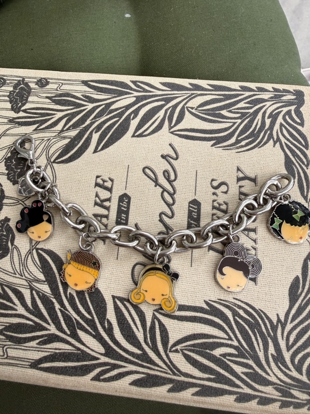 Harajuku Lovers Silver Charm Bracelet with Yellow, Black and Pink Accents